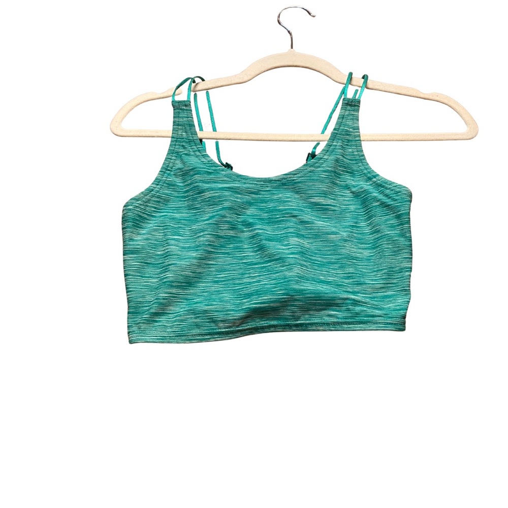 Fourlaps Teal Heather Longline Sports Bra Tank – Strappy Back, Size xSmall